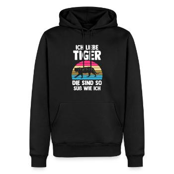 Tiger Motiv - Männer Premium Bio Hoodie - Schwarz - Vorne - Nico (187cm)