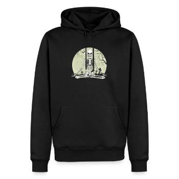 Méditer Squelette Lotus Yoga Moon Balance Joke - Sweat à capuche Premium bio Homme - noir - Devant - Nico (187cm)