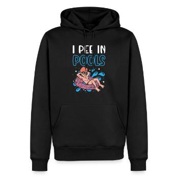 Ich Pinkle In Pools Lustige Schwimmhumor - Männer Premium Bio Hoodie - Schwarz - Vorne - Nico (187cm)