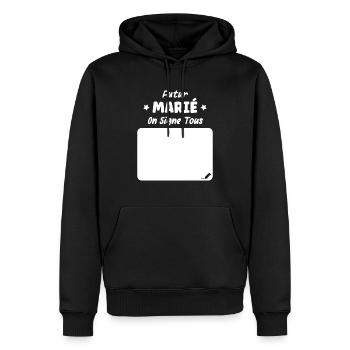 Futur marié on signe tous - Sweat à capuche Premium bio Homme - noir - Devant - Nico (187cm)