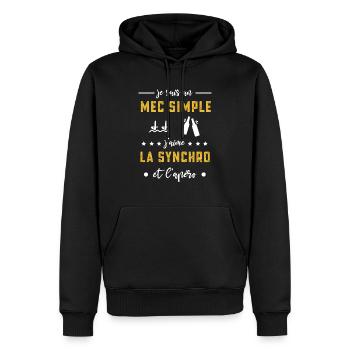synchro mec simple apéro cadeau nageur - Sweat à capuche Premium bio Homme - noir - Devant - Nico (187cm)