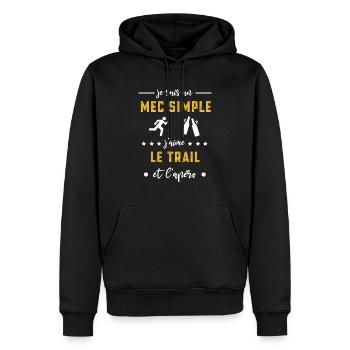 trail mec simple apéro cadeau trailleur - Sweat à capuche Premium bio Homme - noir - Devant - Nico (187cm)