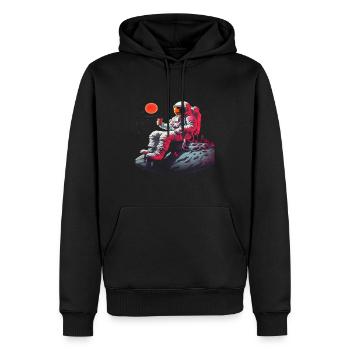 Comical Astronaut Sitting with Ice Cream - Men’s Premium Organic Hoodie - black - Front - Nico (187cm)