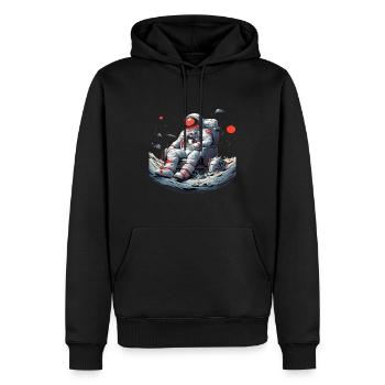 Comical Astronaut Sitting on the Moon - Men’s Premium Organic Hoodie - black - Front - Nico (187cm)