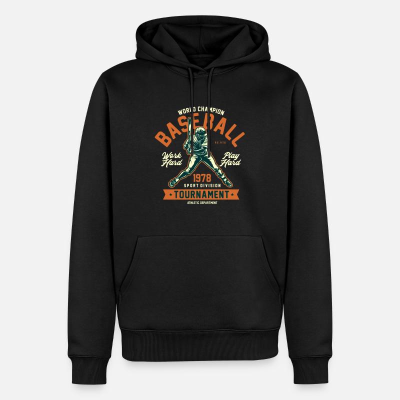 Graphique de baseball - Sweat à capuche Premium bio Homme - noir