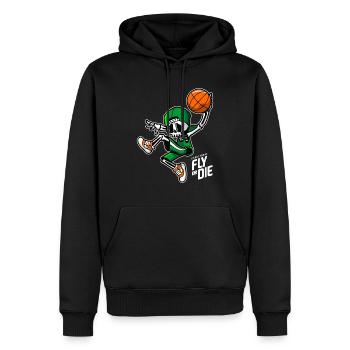 Os de panier - Sweat à capuche Premium bio Homme - noir - Devant - Nico (187cm)