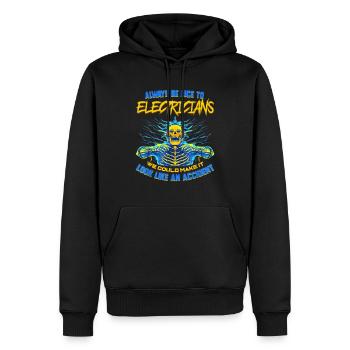 Électricien cadeau amusant pour ingénieur électricien - Sweat à capuche Premium bio Homme - noir - Devant - Nico (187cm)