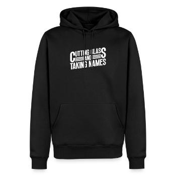 Couper le verre et prendre des noms - vitrail - Sweat à capuche Premium bio Homme - noir - Devant - Nico (187cm)
