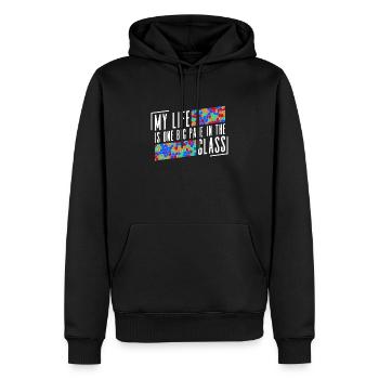 Mein Leben ist eine große Scheibe im Glas - - Männer Premium Bio Hoodie - Schwarz - Vorne - Nico (187cm)