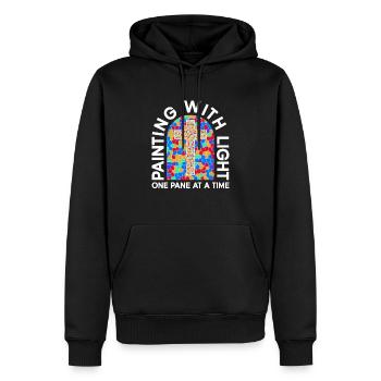 Malen mit Licht - eine Scheibe nach der anderen - - Männer Premium Bio Hoodie - Schwarz - Vorne - Nico (187cm)