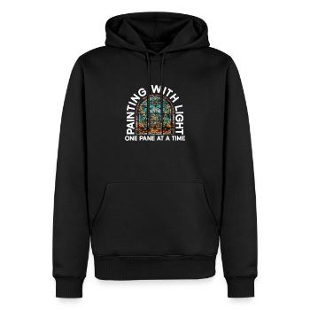 Malen mit Licht - eine Scheibe nach der anderen - - Männer Premium Bio Hoodie - Schwarz - Vorne - Nico (187cm)