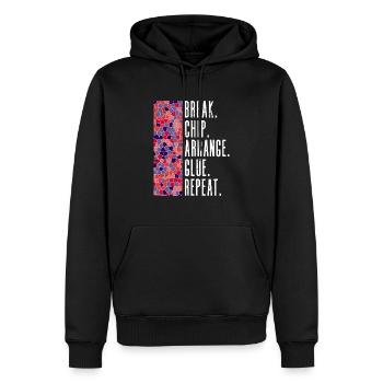 Pause. Chip. Ordnen. Kleben. Wiederholen. - Chip - Männer Premium Bio Hoodie - Schwarz - Vorne - Nico (187cm)