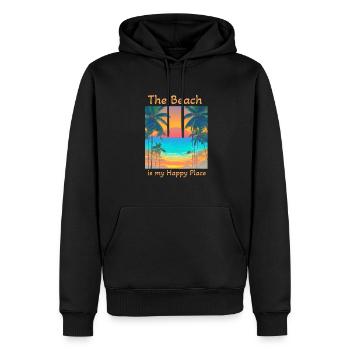 Der Strand ist mein glücklicher Ort - Männer Premium Bio Hoodie - Schwarz - Vorne - Nico (187cm)