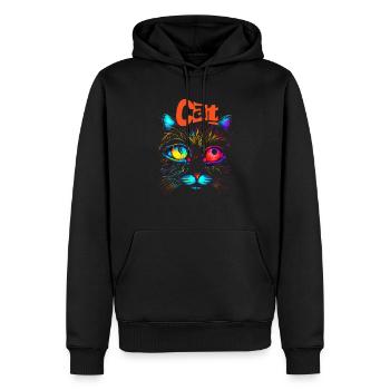 Katzen-Designs - Männer Premium Bio Hoodie - Schwarz - Vorne - Nico (187cm)