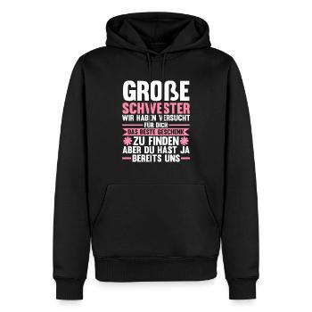 Familienmotiv Schwester - Männer Premium Bio Hoodie - Schwarz - Vorne - Nico (187cm)