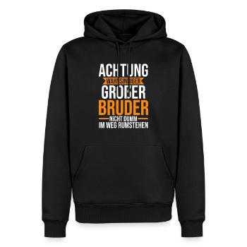 Familienmotiv Bruder - Männer Premium Bio Hoodie - Schwarz - Vorne - Nico (187cm)
