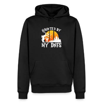 Verfolgt von meinen DNF's - Geocaching Geocacher - Männer Premium Bio Hoodie - Schwarz - Vorne - Nico (187cm)