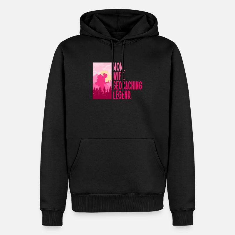 Mutter. Ehefrau. Geocaching-Legende. - Geocaching - Männer Premium Bio Hoodie - Schwarz