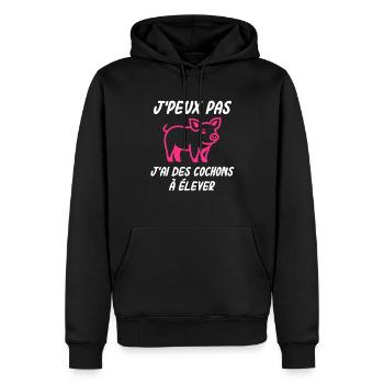 Eleveur de cochon - Sweat à capuche Premium bio Homme - noir - Devant - Nico (187cm)