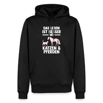 Katzen Pferdeliebhaber Katzenliebhaber Pferde - Männer Premium Bio Hoodie - Schwarz - Vorne - Nico (187cm)