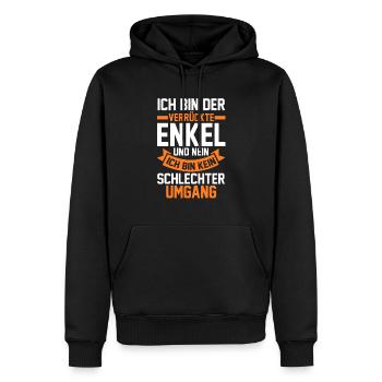 Enkel - Männer Premium Bio Hoodie - Schwarz - Vorne - Nico (187cm)