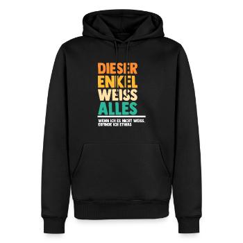 Enkel - Männer Premium Bio Hoodie - Schwarz - Vorne - Nico (187cm)