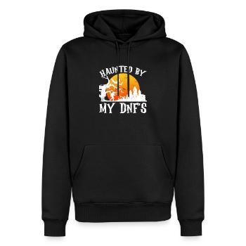 Verfolgt von meinen DNF's - Geocaching Geocacher - Männer Premium Bio Hoodie - Schwarz - Vorne - Nico (187cm)