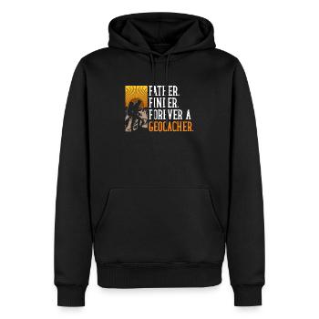 Père. Trouveur. Pour toujours un géocacheur. Géocachette - Sweat à capuche Premium bio Homme - noir - Devant - Nico (187cm)