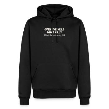 Über den Hügel? Was der Hügel, ich erinnere mich nicht an Wortspiel - Männer Premium Bio Hoodie - Schwarz - Vorne - Nico (187cm)