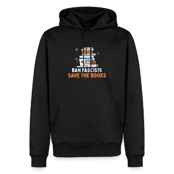 Interdire les fascistes Sauvez les livres Introverti - Sweat à capuche Premium bio Homme - noir - Devant - Nico (187cm)
