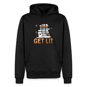 Get Lit Reading Quotes Rat de bibliothèque introverti - Sweat à capuche Premium bio Homme - noir - Devant - Nico (187cm)