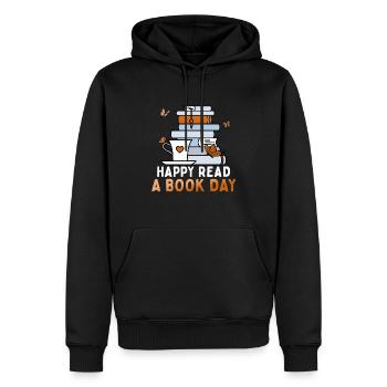 Happy Read A Book Day Introverti Book Club - Sweat à capuche Premium bio Homme - noir - Devant - Nico (187cm)
