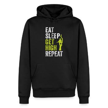 Eat Sleep Get High Repeat Lumberjacks - Men’s Premium Organic Hoodie - black - Front - Nico (187cm)