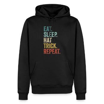Manger Sommeil Chapeau Astuce Répéter Soccer Hockey sur glace - Sweat à capuche Premium bio Homme - noir - Devant - Nico (187cm)