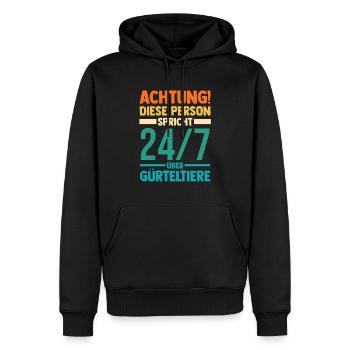 Gürteltier - Männer Premium Bio Hoodie - Schwarz - Vorne - Nico (187cm)