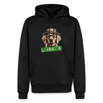 Labrador mit Hut Hundemama Hundepapa Labbi Wauwau - Männer Premium Bio Hoodie - Schwarz - Vorne - Nico (187cm)