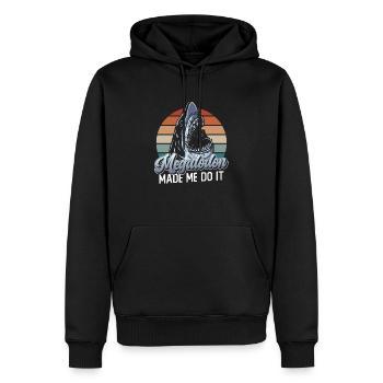 Megalodon hat mich dazu gebracht - Megalodon Hai - Männer Premium Bio Hoodie - Schwarz - Vorne - Nico (187cm)
