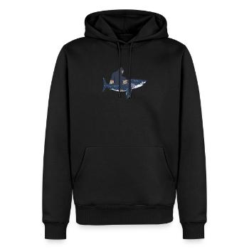 Bigfoot monte un mégalodon - Requin mégalodon - Sweat à capuche Premium bio Homme - noir - Devant - Nico (187cm)