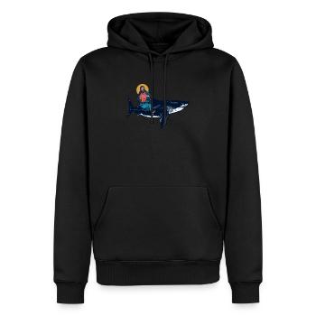 Jésus chevauche un mégalodon - requin mégalodon - Sweat à capuche Premium bio Homme - noir - Devant - Nico (187cm)