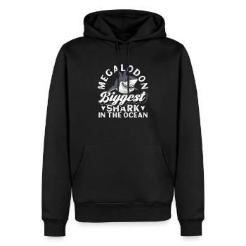 Megalodon - Le plus grand requin de l’océan - Sweat à capuche Premium bio Homme - noir - Devant - Nico (187cm)