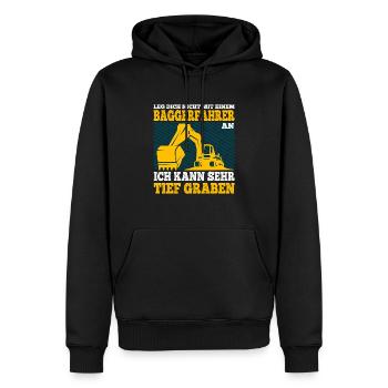 Leg dich Nicht mit einem Baggerfahrer an Spruch - Männer Premium Bio Hoodie - Schwarz - Vorne - Nico (187cm)