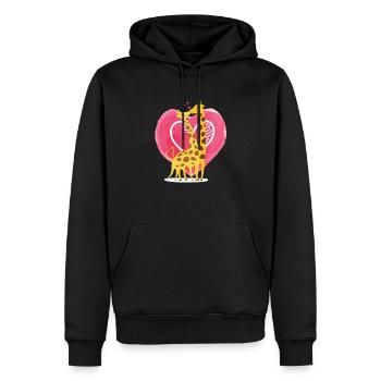 Girafe Amour Baiser Girafe Animal sauvage mignon - Sweat à capuche Premium bio Homme - noir - Devant - Nico (187cm)