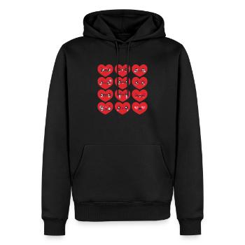 La Saint-Valentin Silly fait face à des cœurs drôles - Sweat à capuche Premium bio Homme - noir - Devant - Nico (187cm)