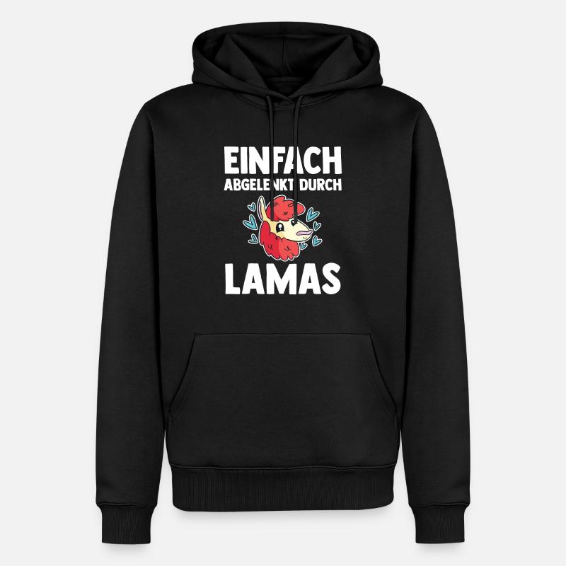 Lama - Männer Premium Bio Hoodie - Schwarz