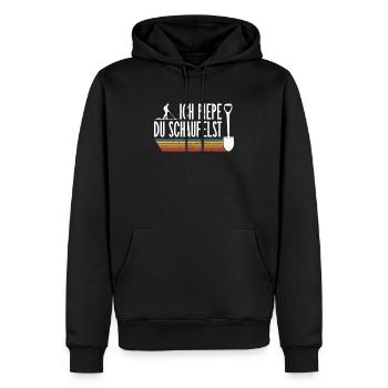 Ich Piepe - Du Schaufelst - Metalldetektor - Männer Premium Bio Hoodie - Schwarz - Vorne - Nico (187cm)