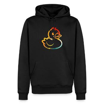 canard coloré - Sweat à capuche Premium bio Homme - noir - Devant - Nico (187cm)