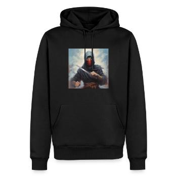 Ninja T-Shirt Männer, Jungen Fantasy Aufkleber, Tassen Mützen - Männer Premium Bio Hoodie - Schwarz - Vorne - Nico (187cm)