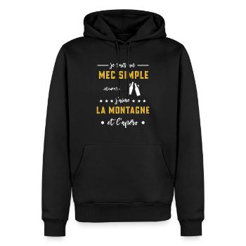 montagne mec simple apéro cadeau - Sweat à capuche Premium bio Homme - noir - Devant - Nico (187cm)