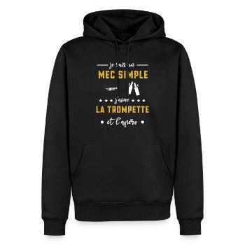 trompette mec simple apéro cadeau - Sweat à capuche Premium bio Homme - noir - Devant - Nico (187cm)
