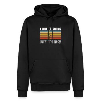 J’aime balancer mon truc - chasse au trésor - Sweat à capuche Premium bio Homme - noir - Devant - Nico (187cm)